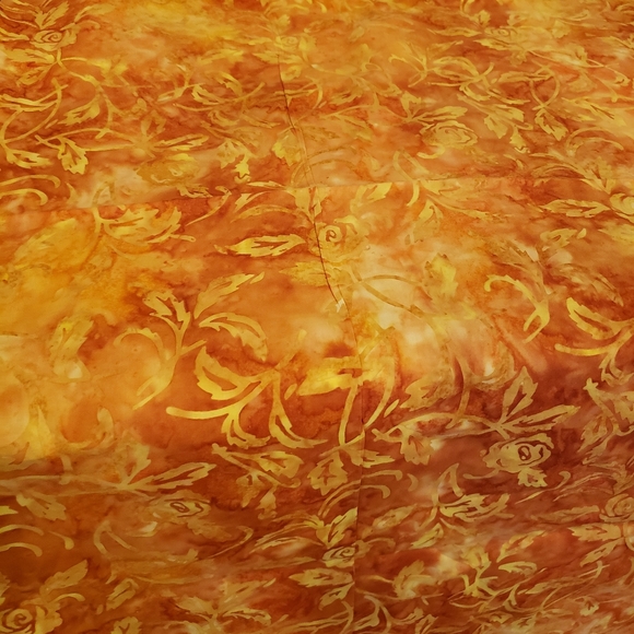 Orange & Yellow Floral Batik Style Cut Fabric - Picture 3 of 4